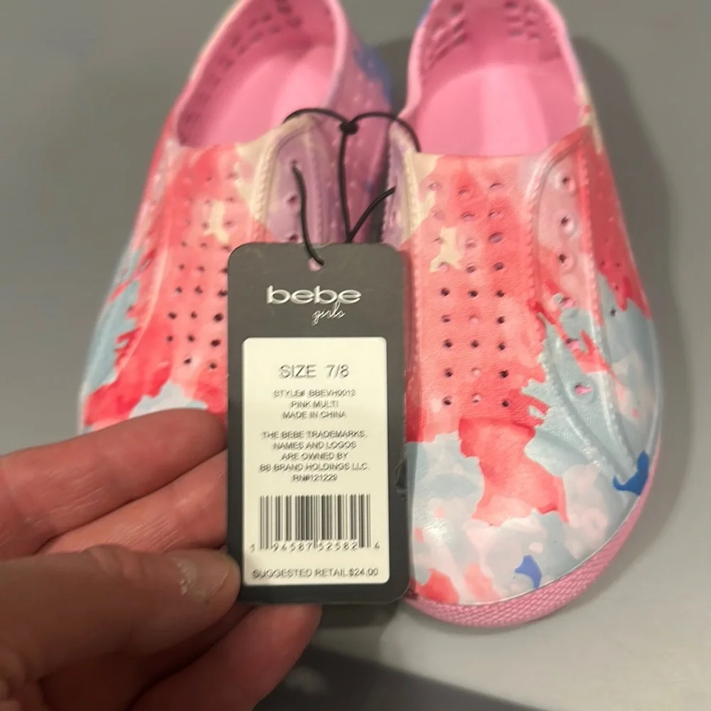 BEBE GIRLS TODDLER PAINT SPLATTER WATER SHOES: PINK: NWT: SZ 7/8